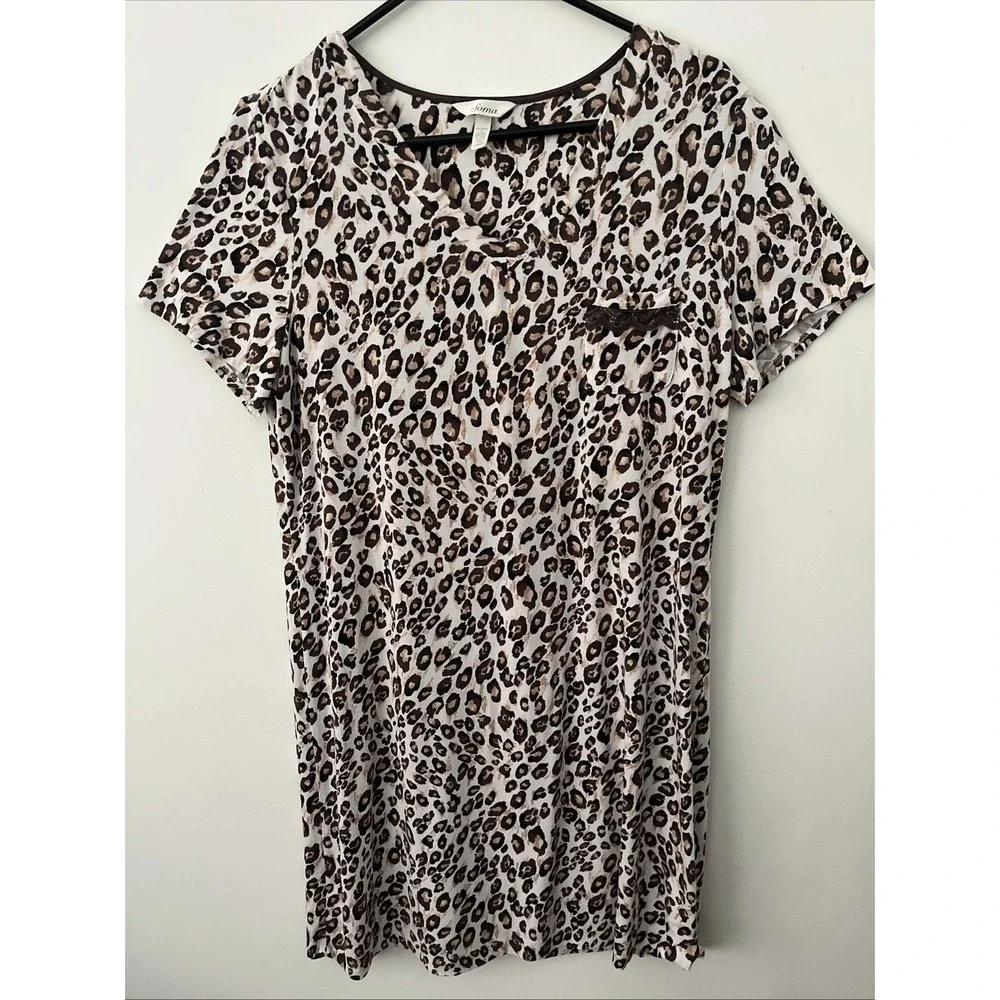 Soma Sleepshirt Animal Print Large Soft Chemise Sleep Dress Loungewear Cozy